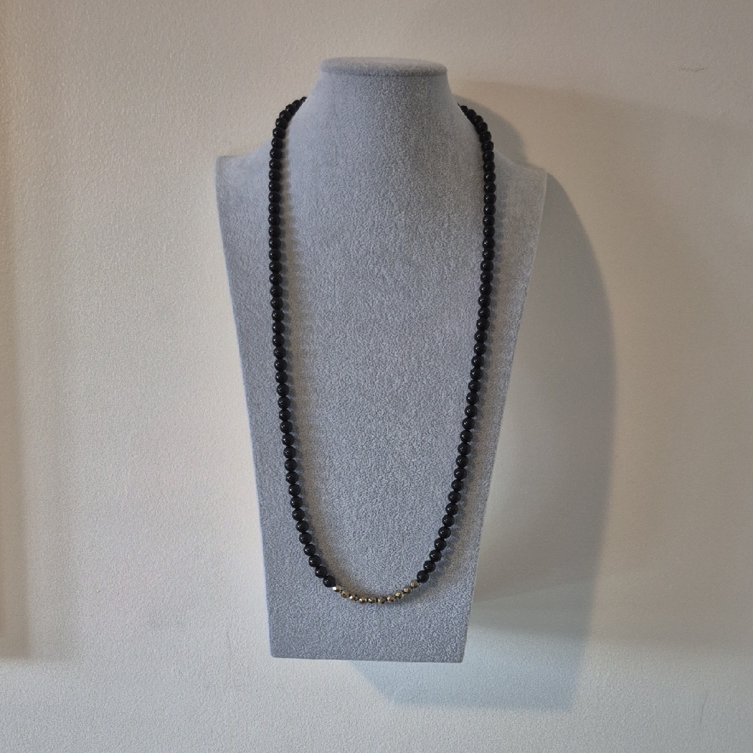 Black Onyx Faceted Gold Hematite Necklace Braclet Natural Beads 65$